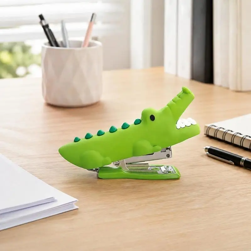  Manual Paper Stapler with Silicone-Covered Body and Built-In Remover