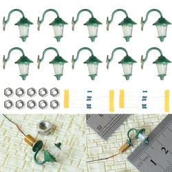 10 Piece Model Wall Lamps LED Street Lamps 1-Flame For H0 Houses Building Set Model Garden Decor Wall Lights Model Accessories
