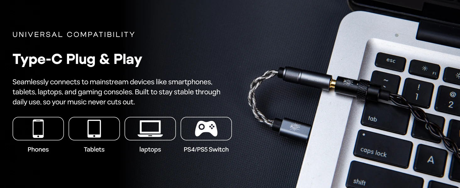 Kiwi Ears AD1 Pro Verbesserter USB-C Dongle mit Höherer Leistung, Geringerer Verzerrung & Plug-and-Play-Kompatibilität – Detail 8