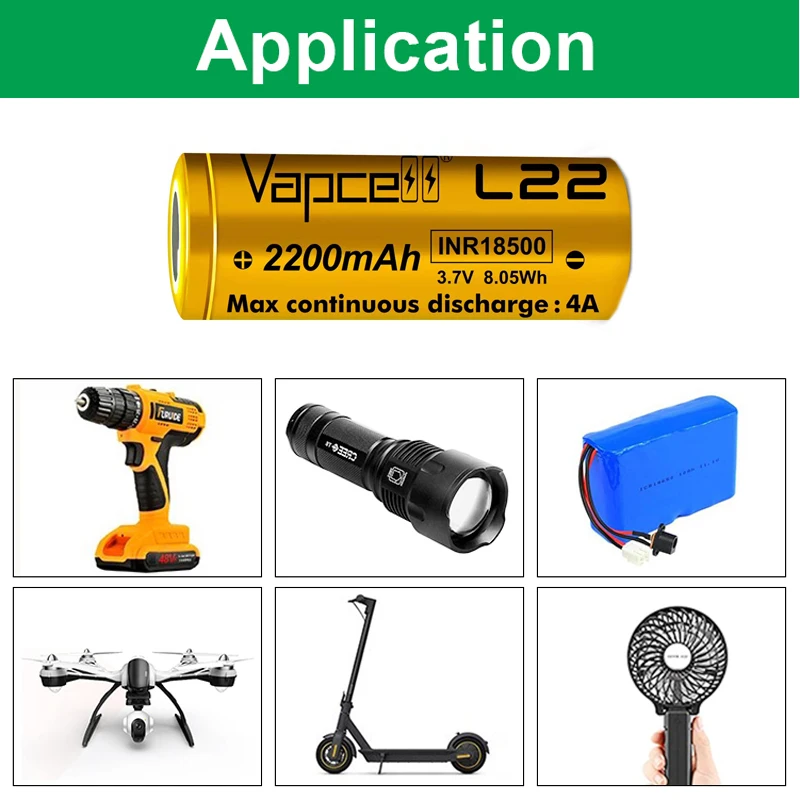 1-10 Uds Vapcell L22 INR 18500 2200mah batería 4A 3,7 V baterías de litio recargables de alta calidad para juguetes eléctricos para niños