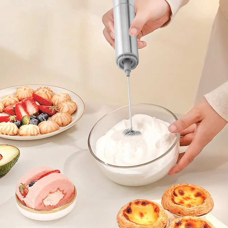 Milk Frother Handheld Three-Layer of Whisk- Battery Operated Electric Foam Maker for Coffee, Latte, Hot Chocolate