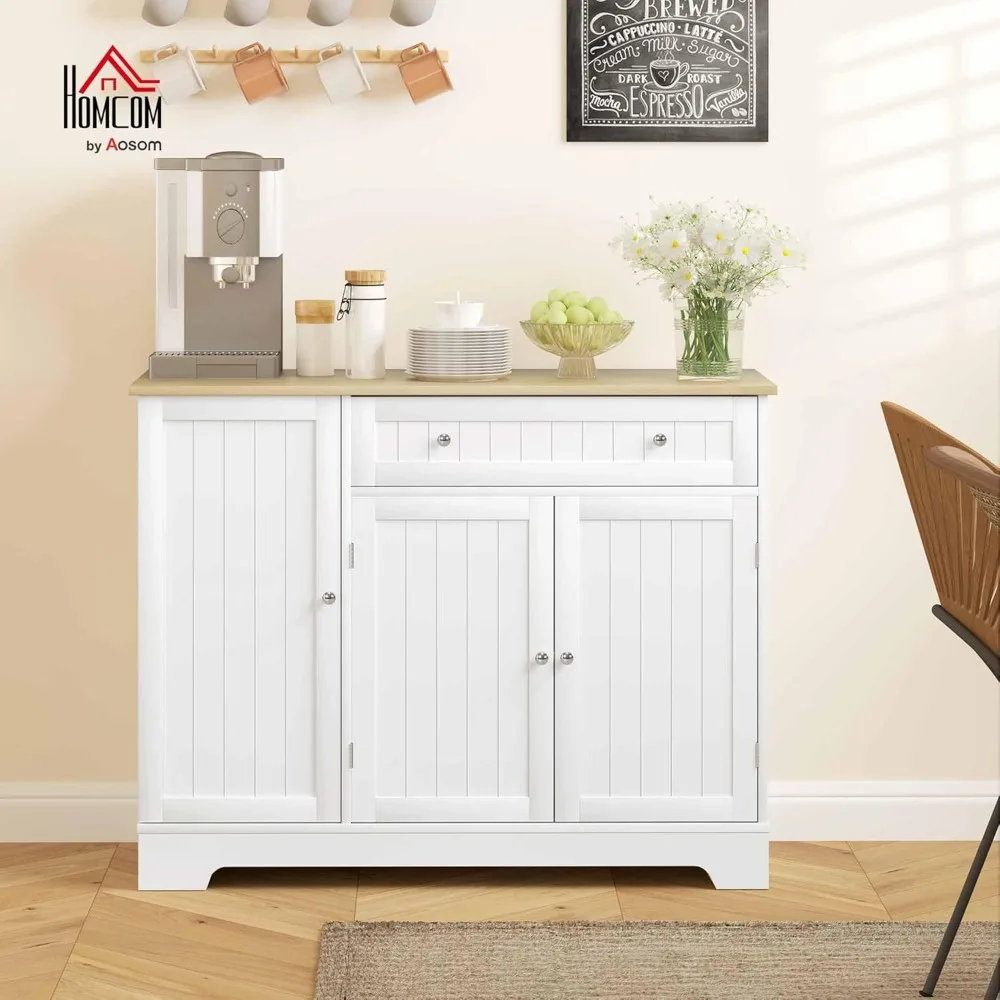 خزانة قهوة وبار معاصرة مع مساحة تخزين، بوفيه خزانة جانبية مع أدراج، أرفف قابلة للتعديل، مخزن مطبخ مدمج #2