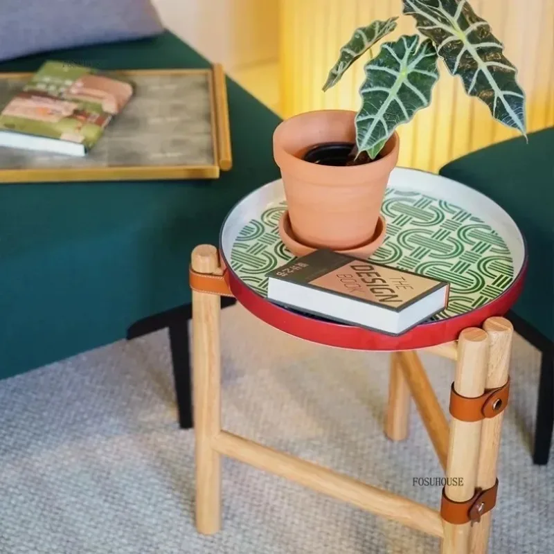 غرفة المعيشة أريكة مصمم خمر طاولة القهوة طاولة جانبية الإبداعية المنزل تخزين مكتب خشب متين صينية سيراميك طاولات الشاي d m g #2