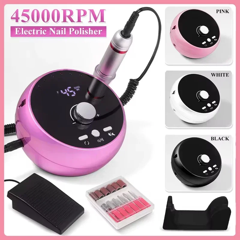 

Профессиональная электрическая маникюрная дрель, шлифовальная машина для ногтей, гель для удаления кутикулы, белый, розовый, фиолетовый, 45000 об/мин
