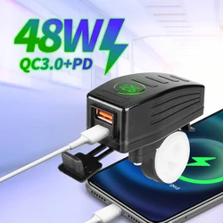 36W QC3.0 szybkie ładowanie typu C motocykl Port Usb do ładowania 12V woltomierz Motos gniazdo zasilacza przełącznik wtykowy telefon komórkowy PD