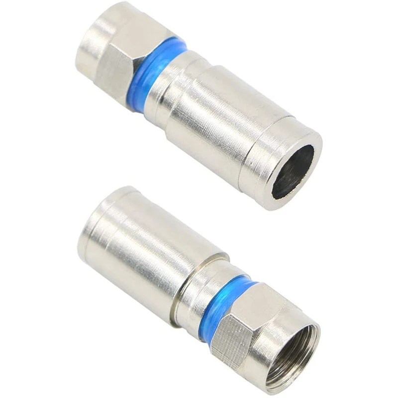 Compression RG6 F Connector Coax Coaxial Adapter Plug For Satellite & Cable TV (50 Pack)