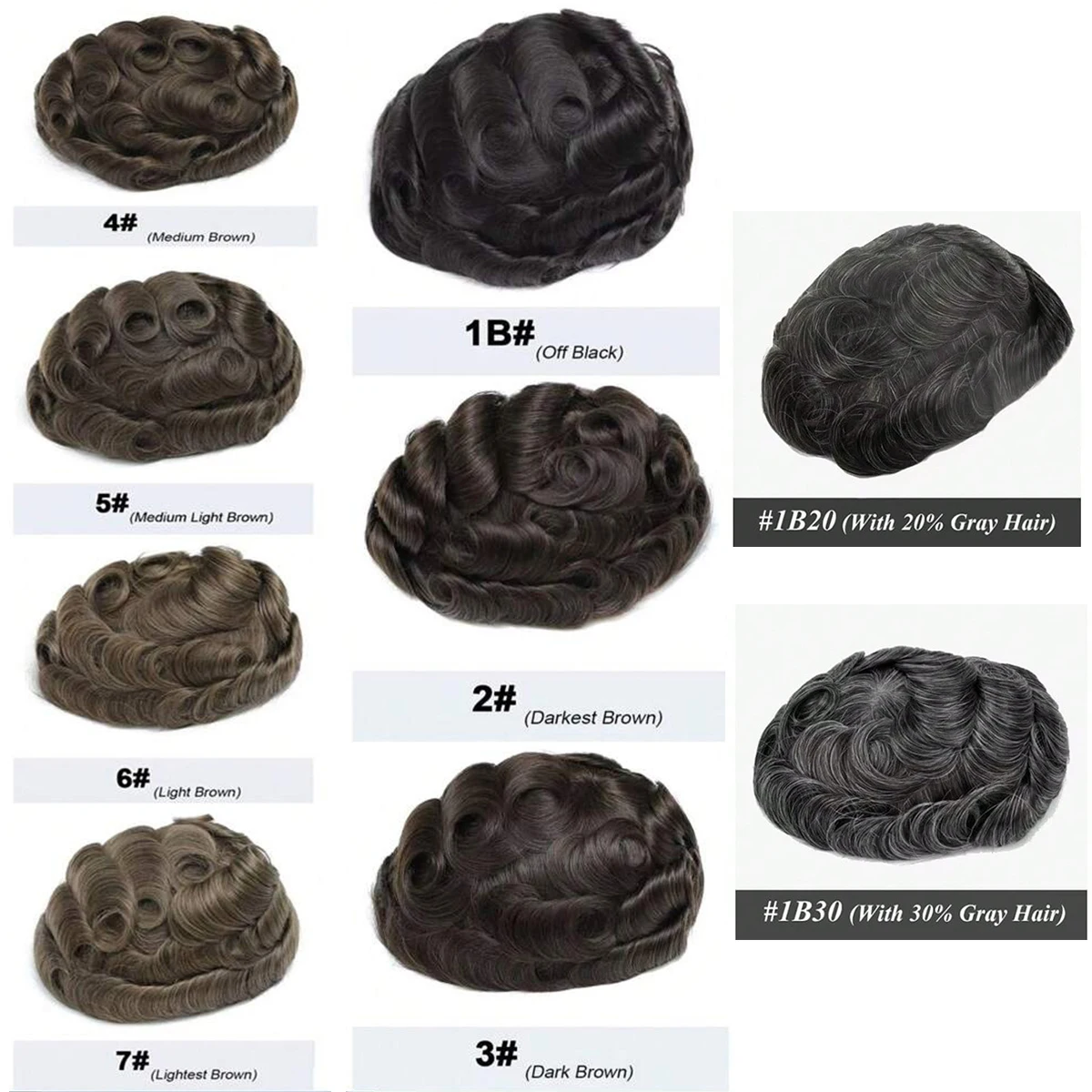 شعر بشري حقيقي للرجال نظام استبدال الشعر المستعار في 10 "x 8" بولي Base حجم القاعدة رقيقة الجلد الشعر الاصطناعي وحدات التصحيح خصلات شعر #6