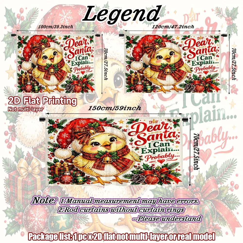 2D flat 1pc Country style Christmas Chicken with Bow Digital printing Suitable for bedroom bay window and balcony cabinets and