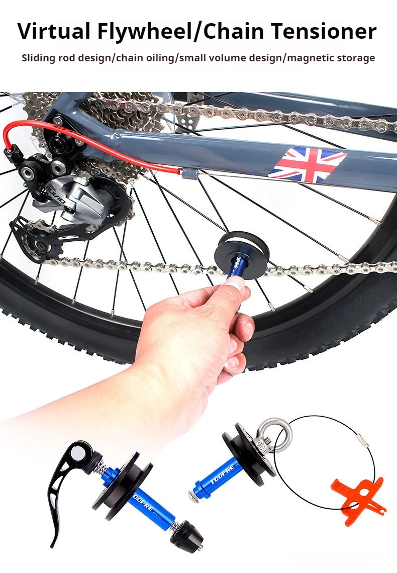 TOOPRE Kettenhalter Virtuelles Schwungrad Fahrrad Mountainbike Rennrad Kettenwaschhalter Spannwerkzeug – Detail 1