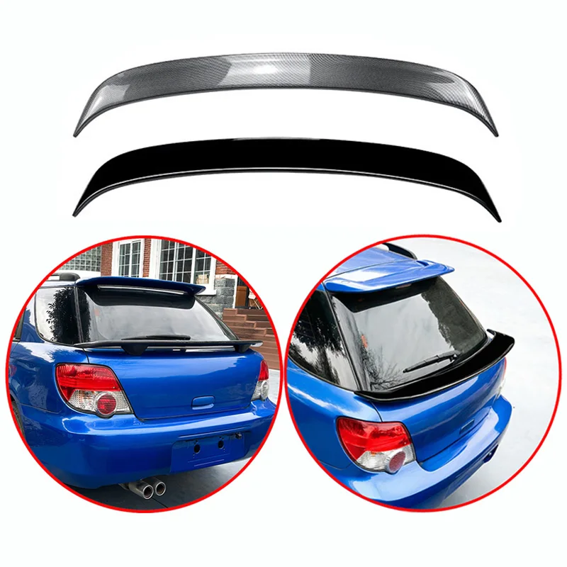 

For Subaru Impreza WRX Touring Wagon 2001-2007 High Quality ABS Rear Middle Spoiler Wing Glossy Black Carbon Fiber Look Body Kit