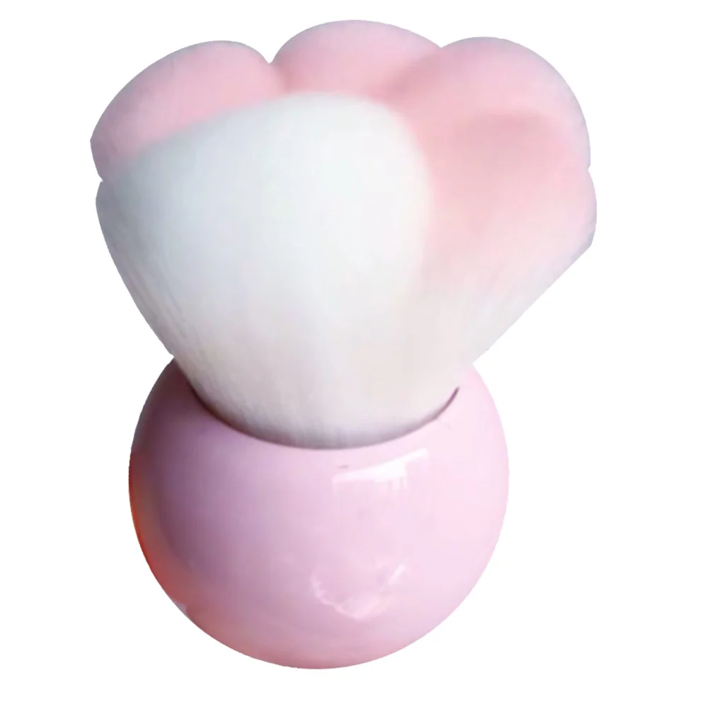 Pinceau de maquillage Design patte de chat, manche en plastique, lavable et réutilisable, pour poudre, Blush, pour femmes et dames