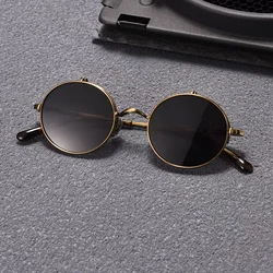 Retro round pure titanium UV400 polarized light clip sunglasses with anti UV and anti reflection flip vintage glasses with 4lens