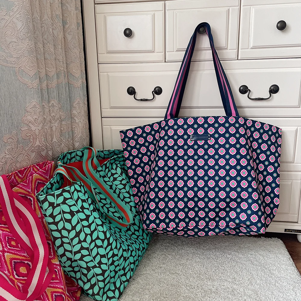 VB print environmental protection beach shoulder bag folding ladies large capacity shopping bag