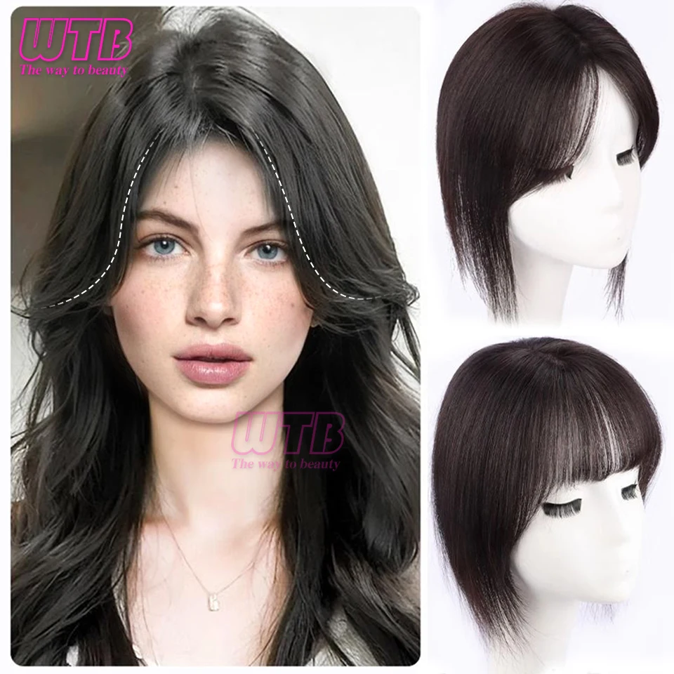 

Synthesis Wig Middle-part Bangs Hair Extensions Clip In Forehead Natural Seamless French Oblique Bangs Eight-character Bangs Ext