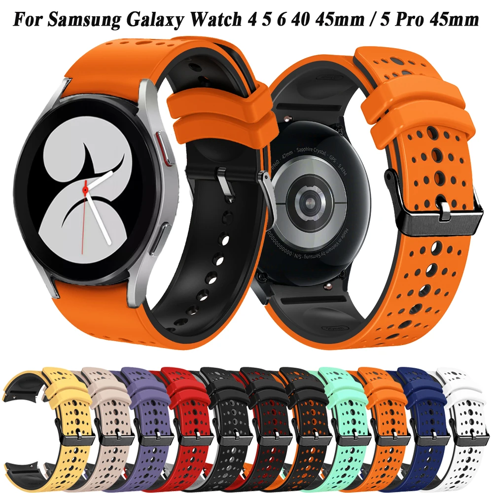 Silikonowy pasek do Samsung Galaxy Watch 6 5 4 44mm 40mm 45mm sportowe akcesoria do zegarków Galaxy 6 4 klasyczne 47mm 43mm Correa