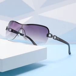 Retro Style One-piece Sunglasses Versatile Wrapped Glasses Fashionable And Integrated, Futuristic Technology Sunglasses