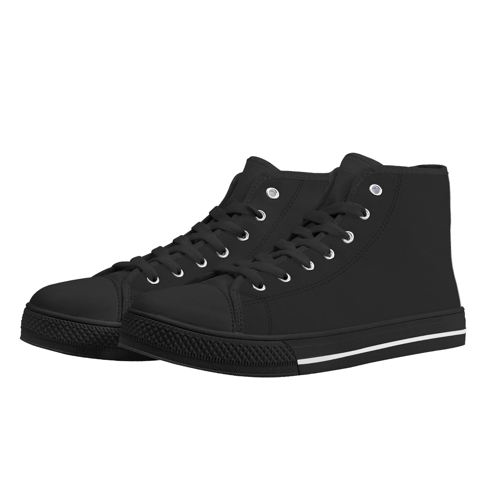 

Classic black high-top canvas shoes, unisex, flat casual sneakers