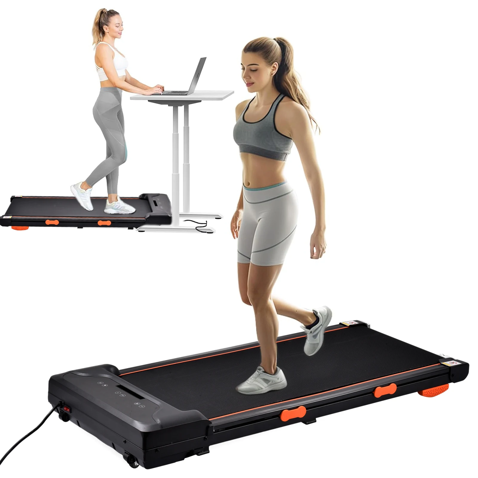 Laufband für unter dem Schreibtisch, LED-Anzeige, Tragfähigkeit 264,5 lbs, 1-8 km/h, leises Laufband mit Fernbedienung und App-Steuerung für Büro und Zuhause – Detail 8