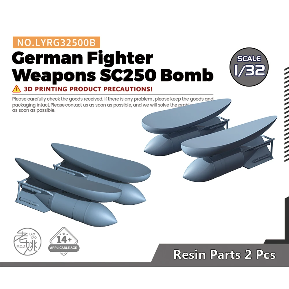 Yao's Studio LYRG500B 1/32 Model Upgrade Parts German Fighter Weapons SC250  Bomb WWII WAR GAMES