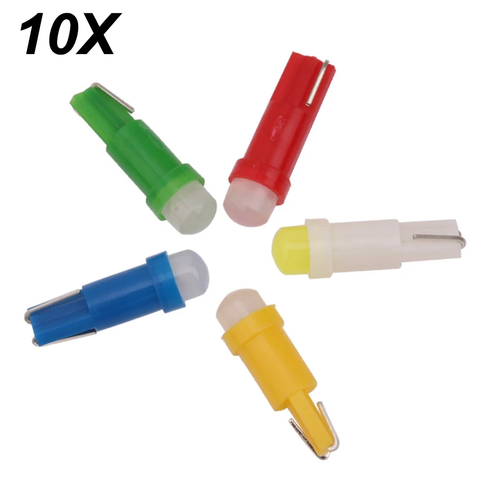 

10PCS W1.2W Socket T5 LED 12V Car Auto Side Wedge Dashboard Gauge Instrument Light Lamp Bulb Ice Blue Red Green Yellow