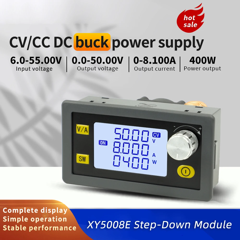 

XY5008E Регулируемый источник питания постоянного тока с ЧПУ, постоянное напряжение и постоянный ток, понижающий модуль 50V8A400W