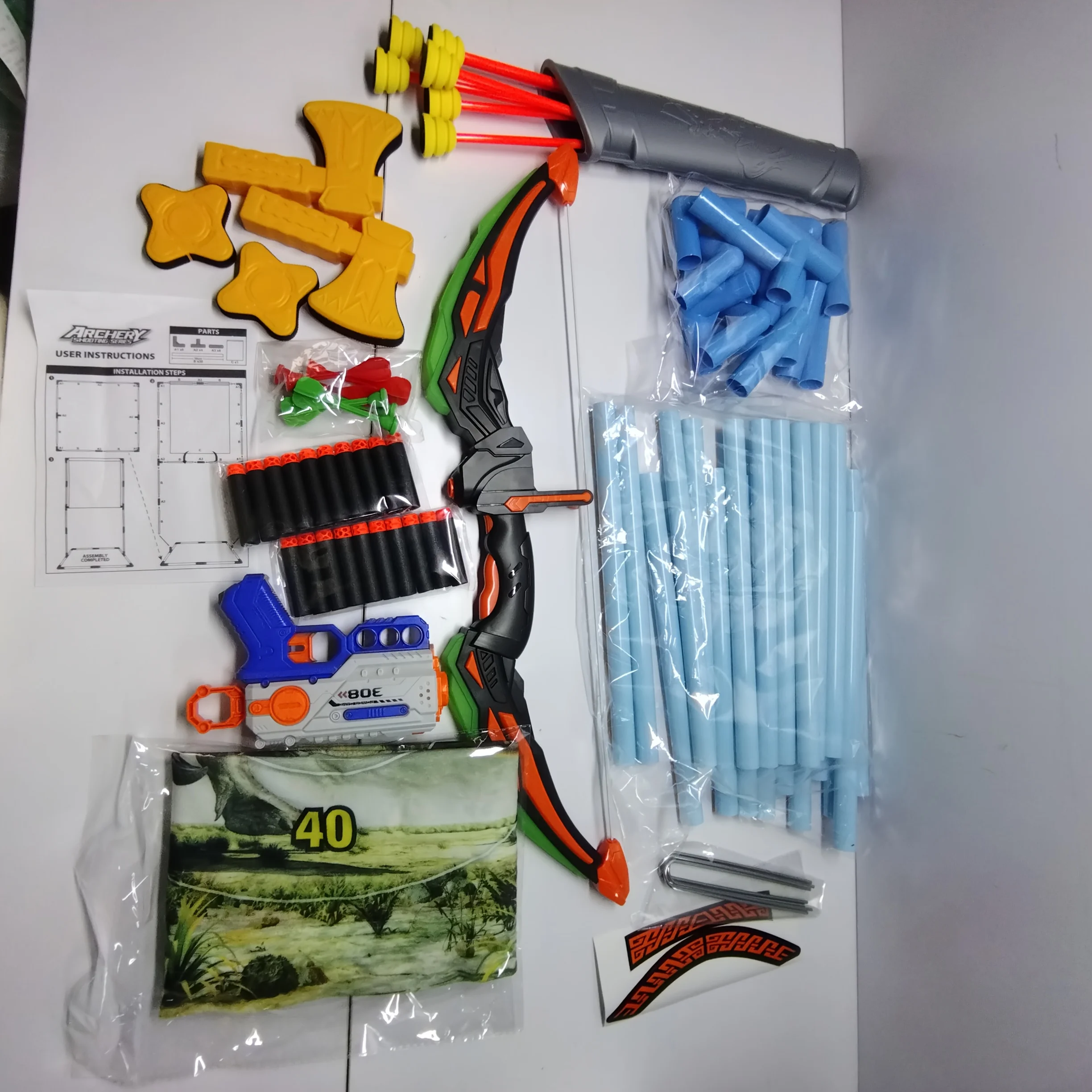 Dinosaur spread target sports outdoor game5 in 1 Shooting Game Toy, LED Light Bow Toy，Indoor Outdoor Activity Toys Birthday