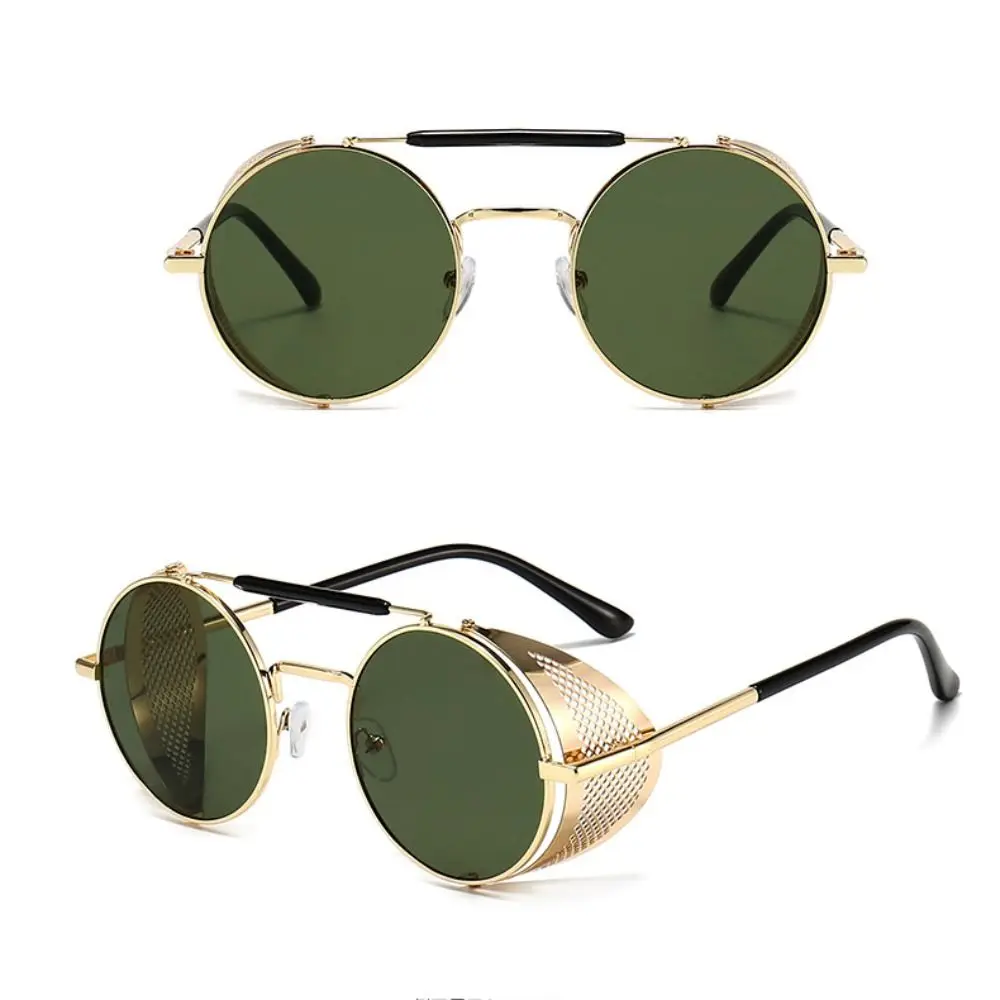 

Punk Metal Frame Sunglasses Anti-UV 400 Eye Protection Black Shades Glasses Travel Accessories Retro Sunglasses