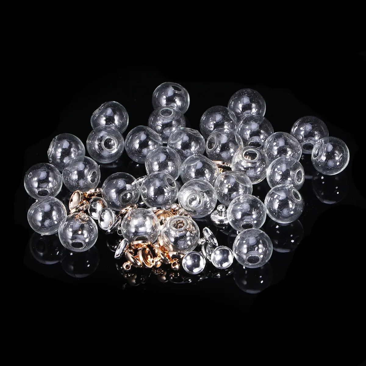 

60Pcs Crystal Ball Accessories Single Hole Hollow Glass Vials for DIY Handmade Necklace Jewelry Craft Decor DIY Handmade