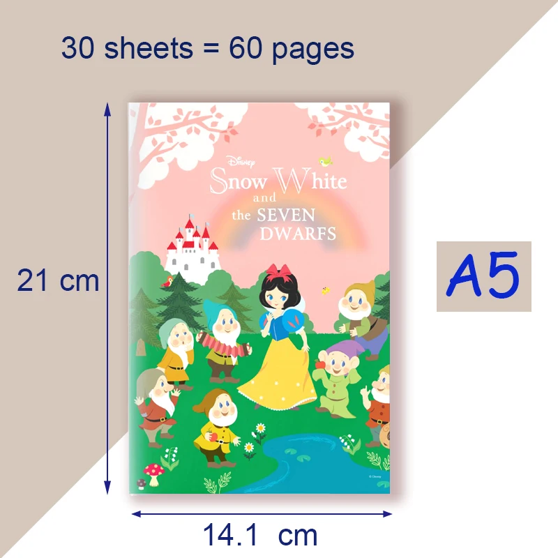 A5 Thread Notebook Cartoon Movie - Snow White And The Seven Dwarfs Figure Snow Princess Pretty Drawing Art Costume Children Toys