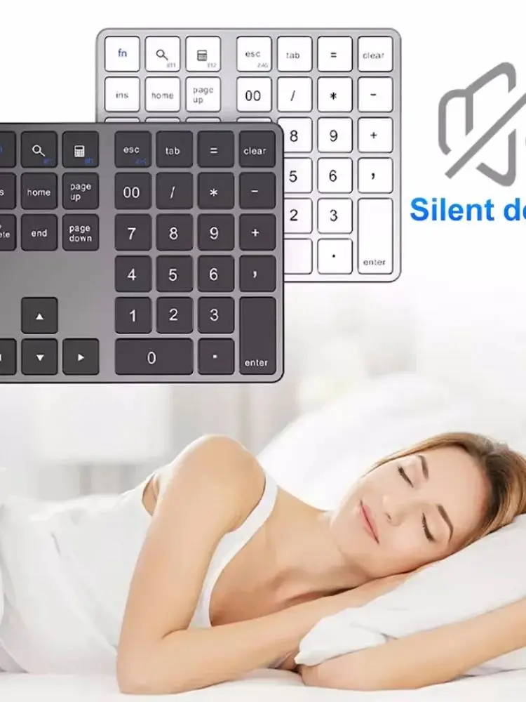 Klawiatura numeryczna 2.4Ghz Wireless + Bluetooth K35, podkładka numeryczna USB C z możliwością ładowania, klawiatura cyfrowa dla IOS Android Windows — zdjęcie produktu 7
