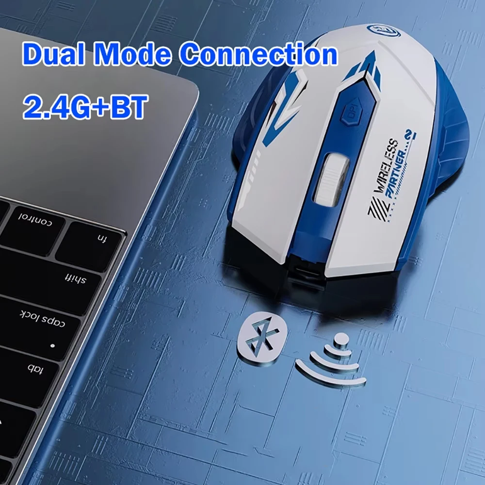 2.4G Wireless Mouse Dual-Mode Bluetooth Mouse 6Buttons Silent Gaming Mice Rechargeable E-Sports Mouse 1600DPI Office Mice For PC