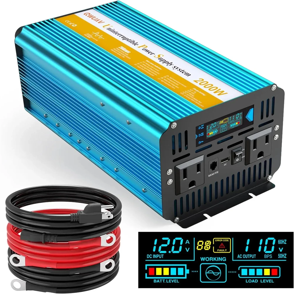 

3000W 4000W 6000W UPS Inverter with Charger DC 12V 24V To AC 220V Car Power Inverter Pure Sine Wave Transformer Backup Battery