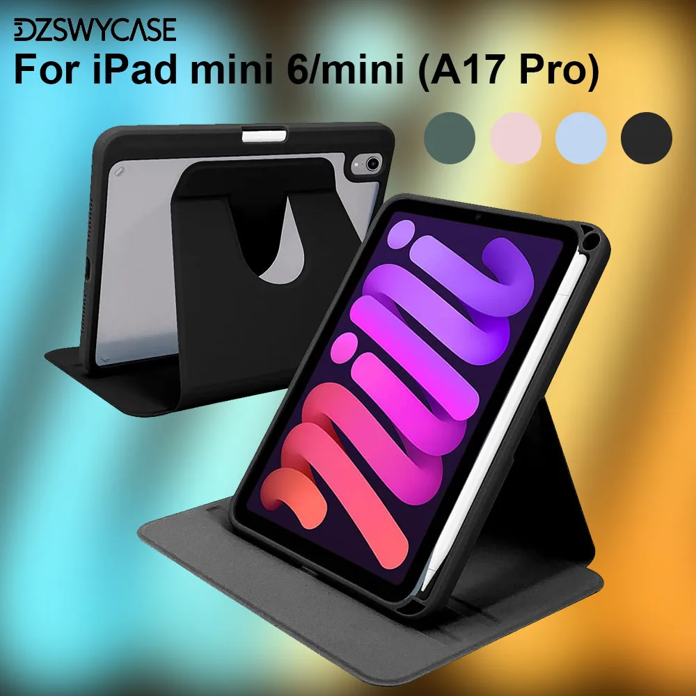 

Case for iPad Mini 7 (A17 Pro) 2024 / iPad Mini 6 2021 8.3 Inch, with Pencil Holder, 360 Degree Rotation, with Auto Sleep/Wake