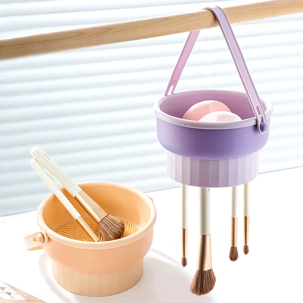 1PC Makeup Brush Cleaning Bucket Washing And Drying Tools Beauty Makeup Powder Puff Cleaning Artifacts Drying Rack Storage Box