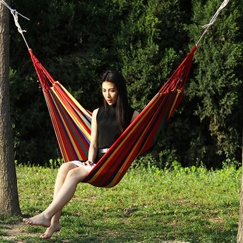 

280 X100cm Hammock Stripe Camping Outdoor for Garden Canvas Travel with Stripes Pattern Backpacking