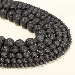 Wholesale Natural Black Lava Stone Round Volcanic Loose Spacer Charm Beads for Jewelry Making Diy Bracelet Necklace Accessory