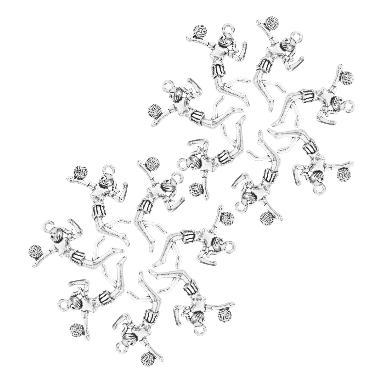 

20Pcs Alloy Volleyball Player Pendant Charms DIY Jewelry Making Set for Necklace Bracelet Earrings Keychain Anklet Scrapbooking