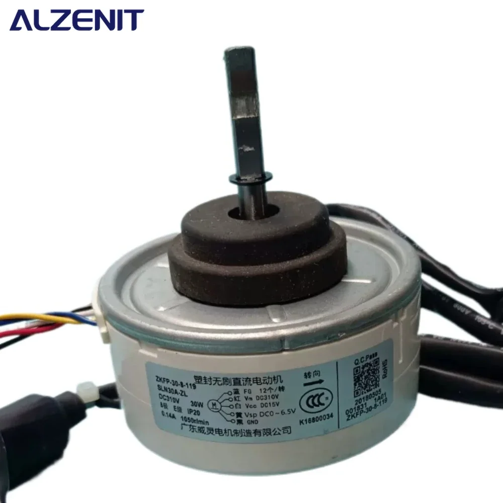 

New For Midea Air Conditioner Indoor Unit Fan Motor ZKFP-30-8-199 SLN30A-ZL DC310 30W 1050r/min 1.5M Line Conditioning Parts