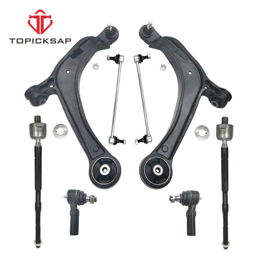 TOPICKSAP 8pcs Front Lower Control Arm Ball Joint Assembly Sway Bar Links Inner Outer Tie Rod Kits for Honda Odyssey 2011 - 2017