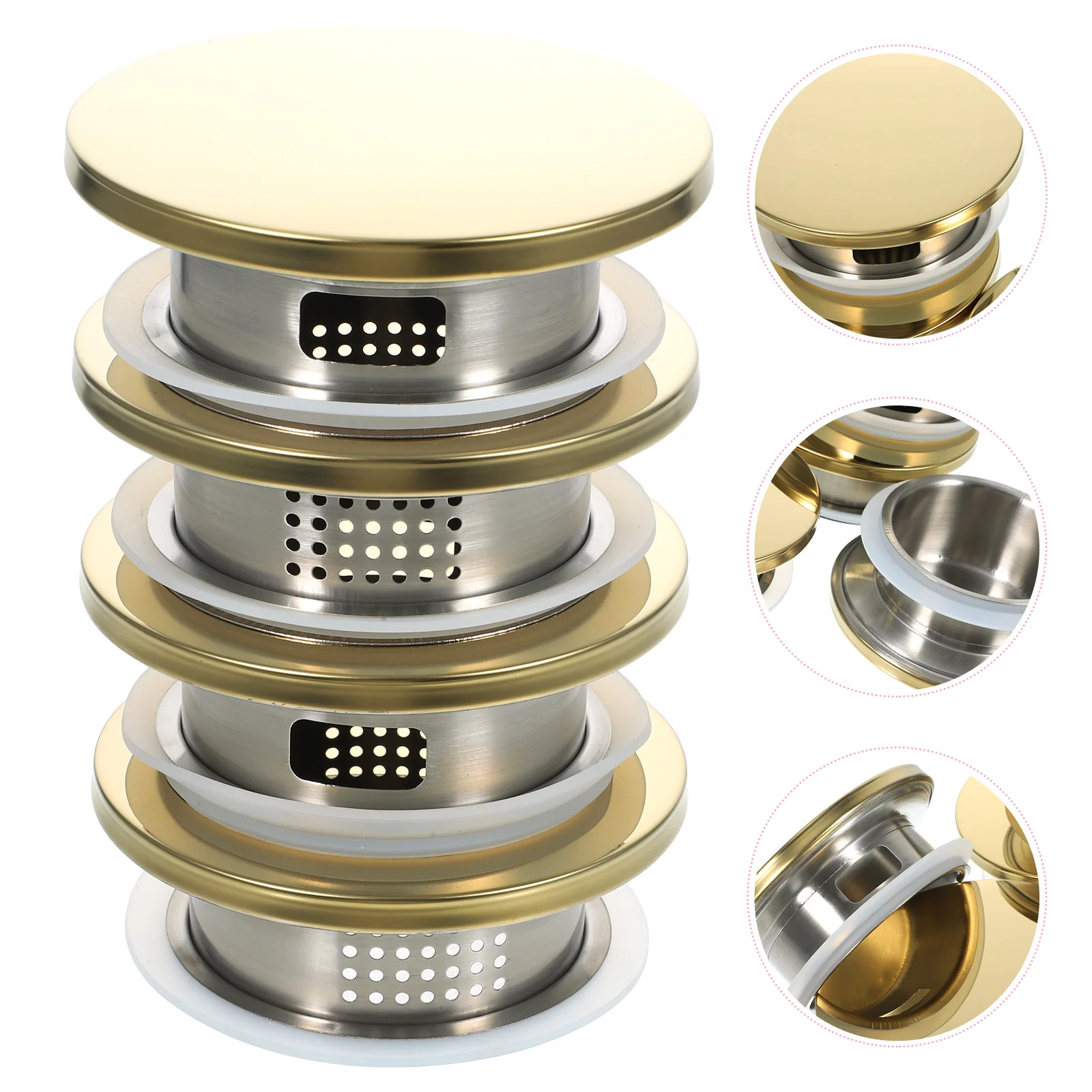 

4Pcs Stainless Steel Kettle Cover Wear-Resistant Teapot Lid with Filter for Water Pitcher Replacement Teapot Lid