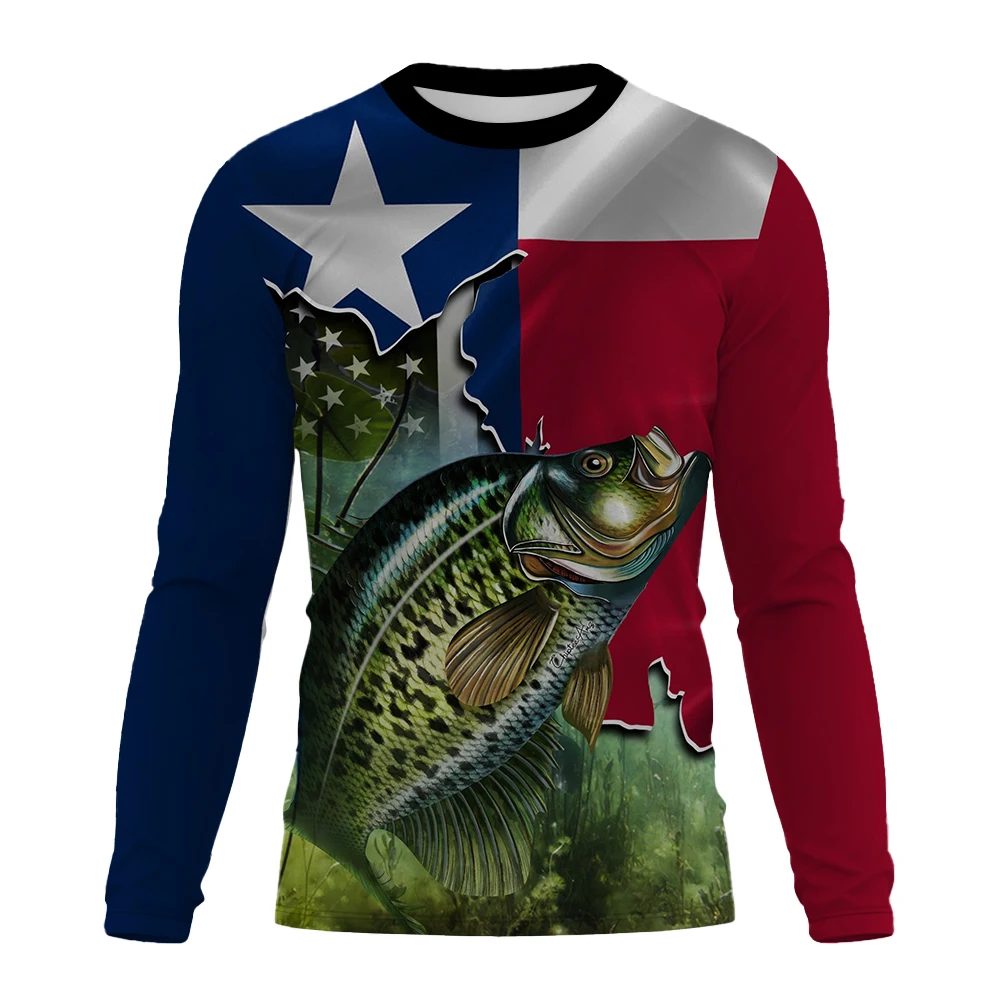 3D Print Fishing T-shirt Men Outdoor Clothing Tops spring and autumn O-neck Casual Pullover Unisex Long Sleeve Tees