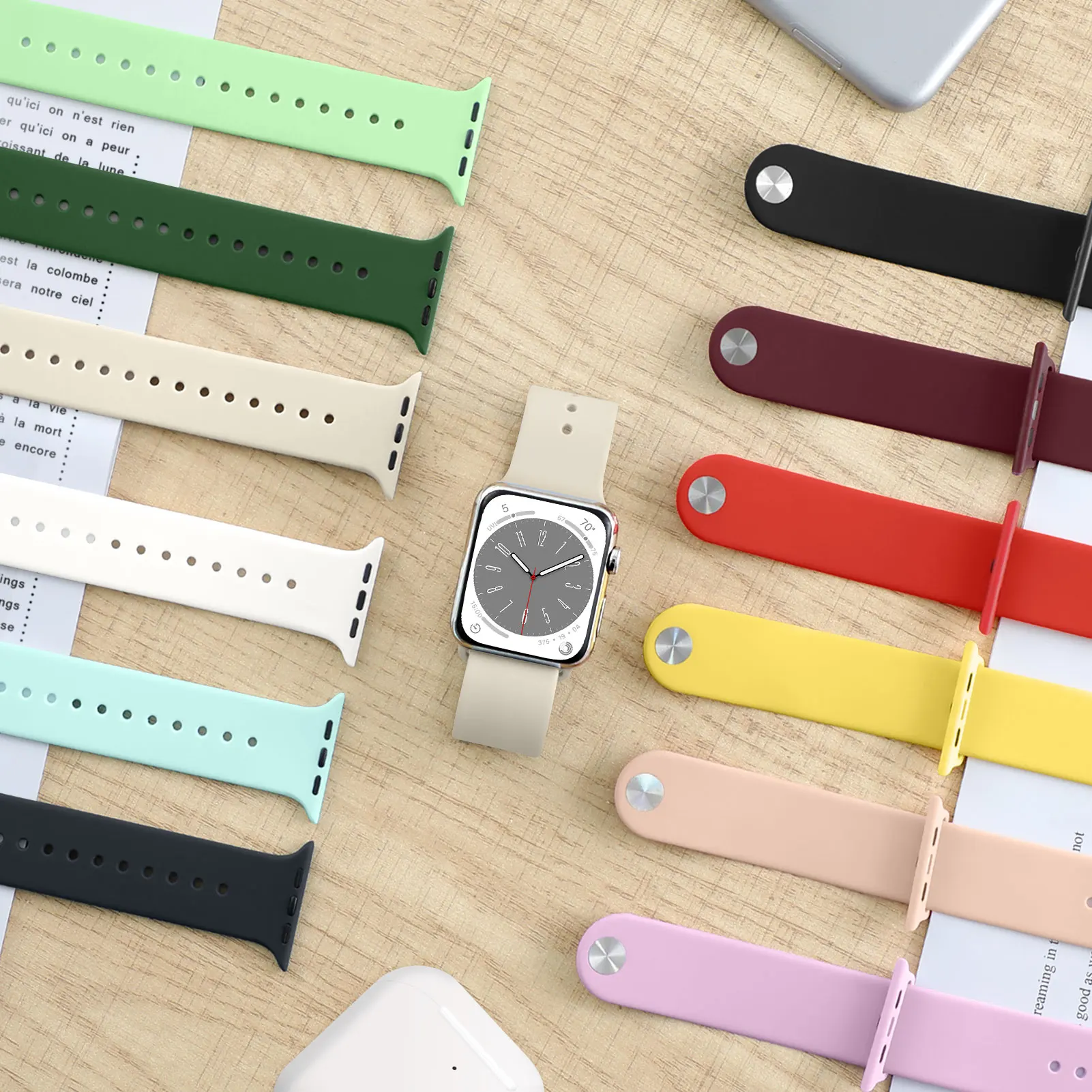 Ремешок силиконовый для Apple Watch Band 40 мм 41 мм 38 мм 44 мм 45 мм 49 мм 42 мм, браслет correa для iwatch series 7 se 3 4 5 6 8 ultra