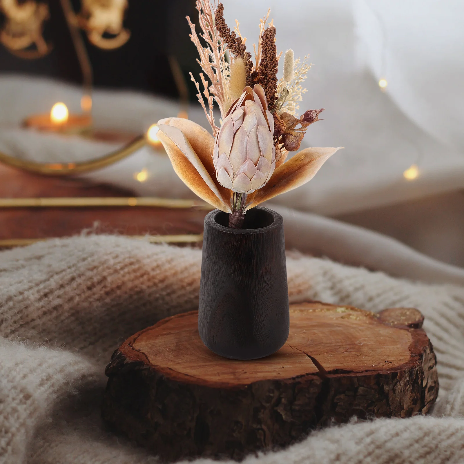

Small Rustic Wooden Vase Dried Flower Table Centerpiece Decoration Versatile Occasions Safe Lightweight Wear Resistance