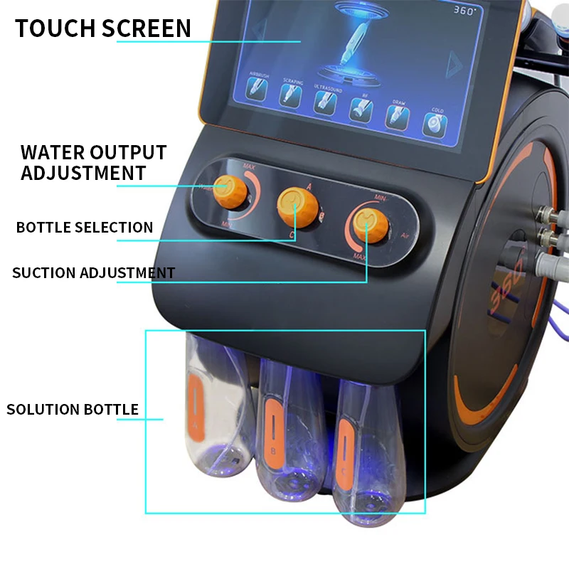 Шесть в одном, водный кислород, небольшой пузырьковый инструмент для ухода за кожей, косметический инструмент, инъекция кислорода, соскабливание кожи