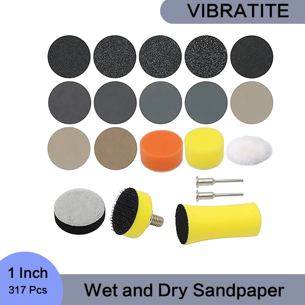 1 Inch Wet and Dry Sandpaper 317 Pieces with 1/8