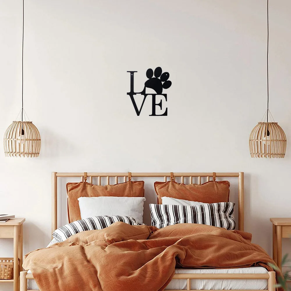 

LOVE Letter Signs Black Word Silhouette Metal Plaque CutOut Wall Art Hanging Cat House Room Decoration Cat Lovers Gift