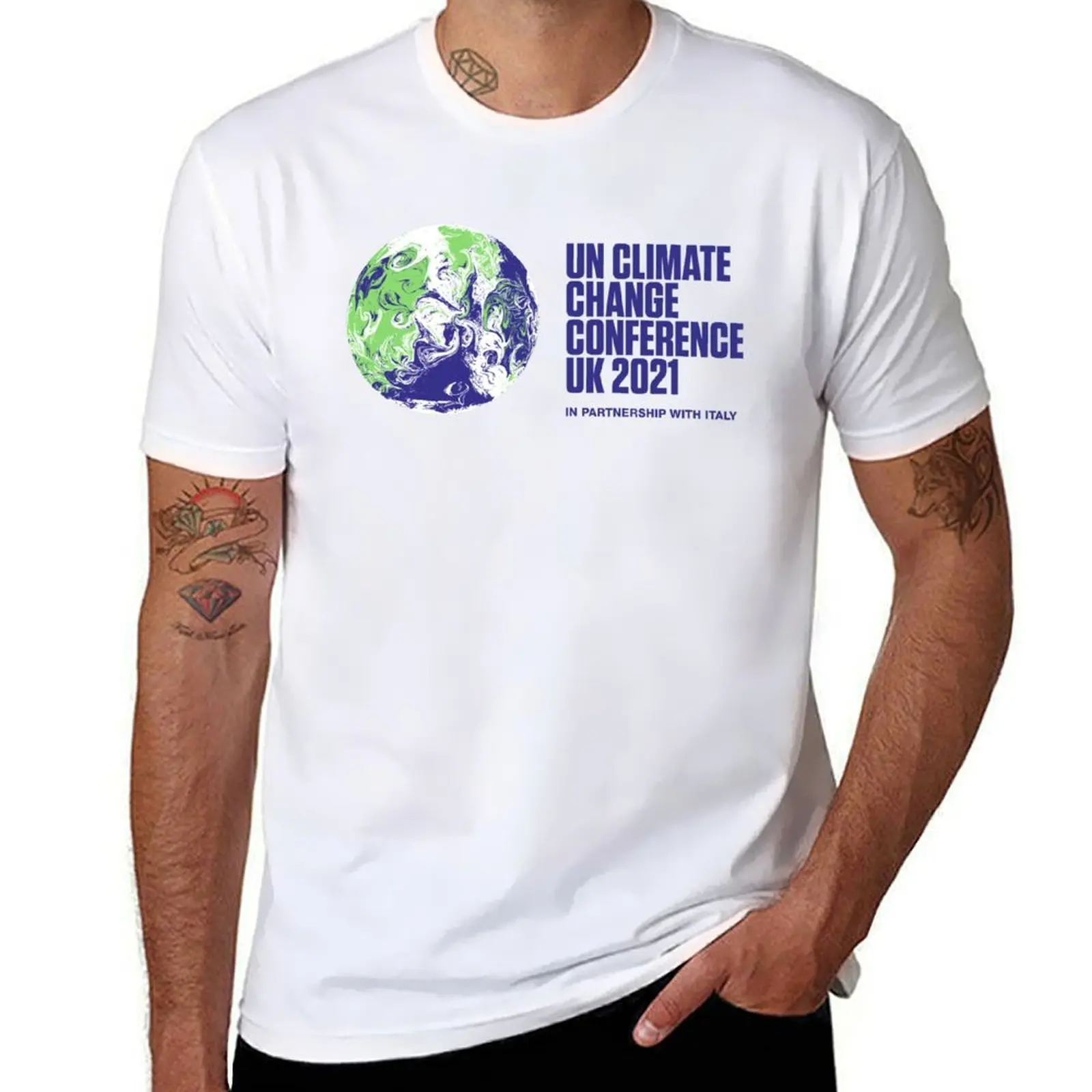 

COP26 UN Climate Change Conference UK 2021 in Partnership with Italy T-Shirt man t shirt cotton T-Shirt