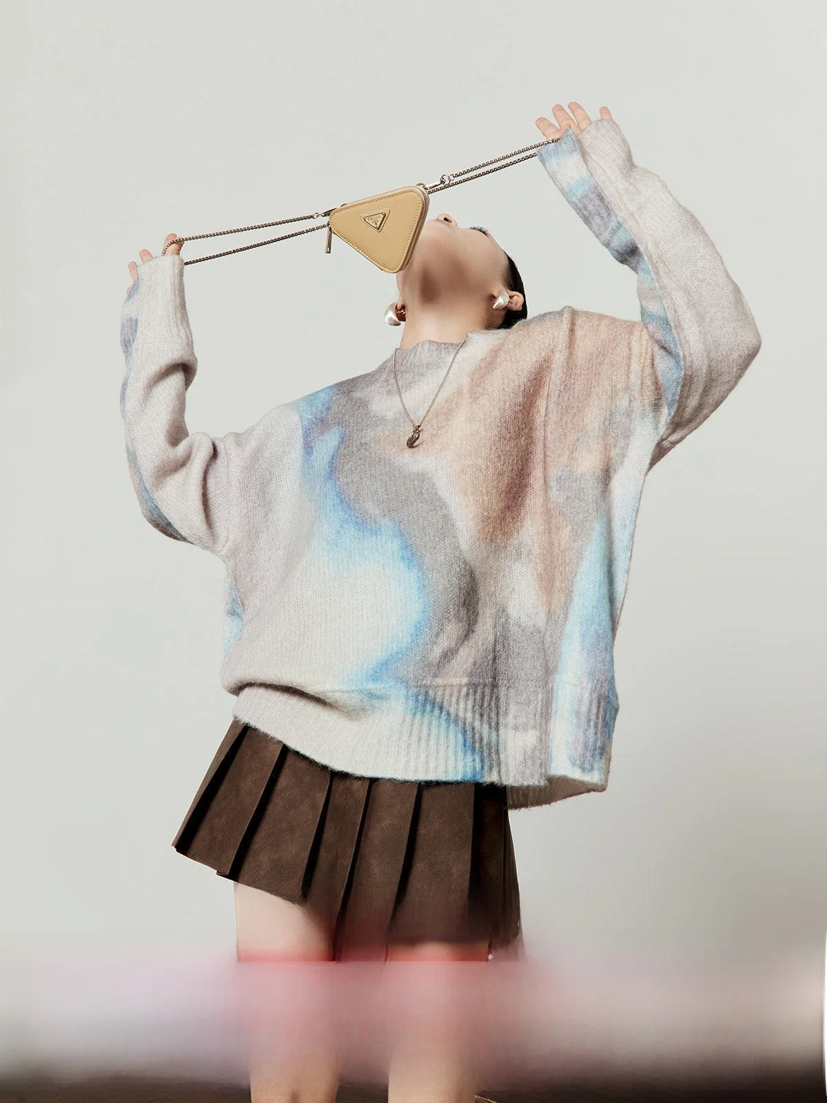 

Вязаный свитер свободного кроя с круглым вырезом для женщин, повседневный градиентный свободный топ для осеннего сезона, модный тренд