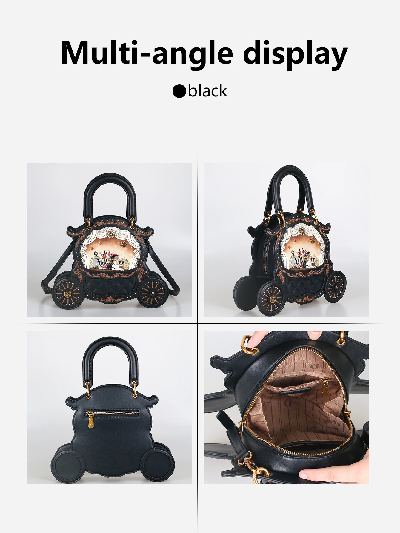 Modische neue 2026 Damen-Handtasche in spezieller Form, Retro-Kutschen-Handtasche, Nischenartikel, einzigartige Tasche mit Katzenmuster, Persönlichkeit, süß und charmant – Detail 8