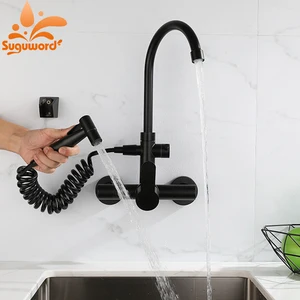 Stainless steel kitchen tap with sprayer, rotary tap, wall assembly, single strap, cold and hot water mixer, washing crane 8 Main Sales Laundry Tap - №6